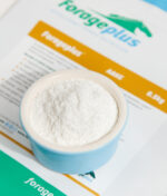 A close up image of AAKG for horses in a blue pot