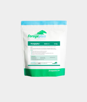 A 0.5kg bag of Biotin for horses on a grey background