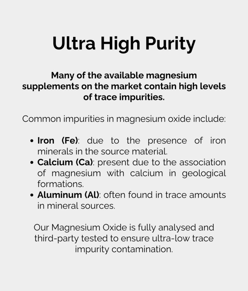 A text-based image explaining trace impurity in magnesium supplements.