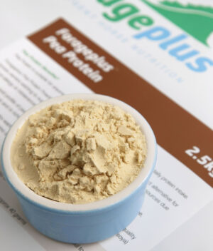 A close up pot shot of Forageplus organic pea protein for horses.