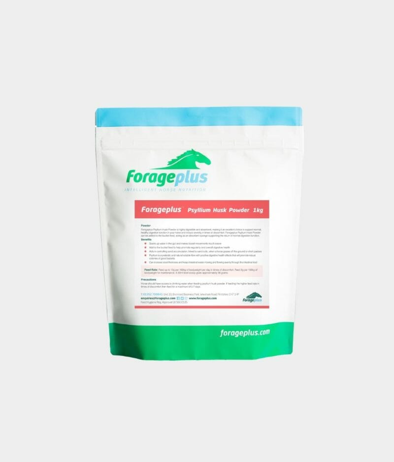A 1kg pouch of Forageplus Psyllium Husk for Horses